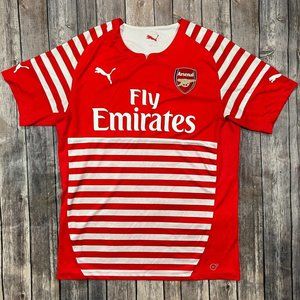 Arsenal 2014 2015 Puma Pre-Match Jersey Sz Medium Red White Soccer Football Kit